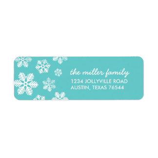 Turquoise Snowflakes Personalised Address Labels