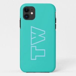 Turquoise Solid Colour Minimalist Monogram  Case-Mate iPhone Case