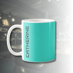 Turquoise Solid Colour Personalised Coffee Mug