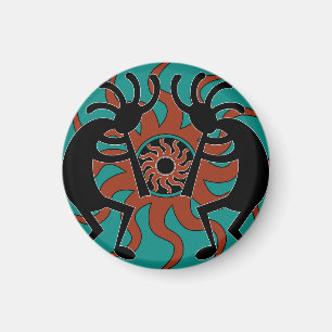 Turquoise Southwestern Design Kokopelli Magnet