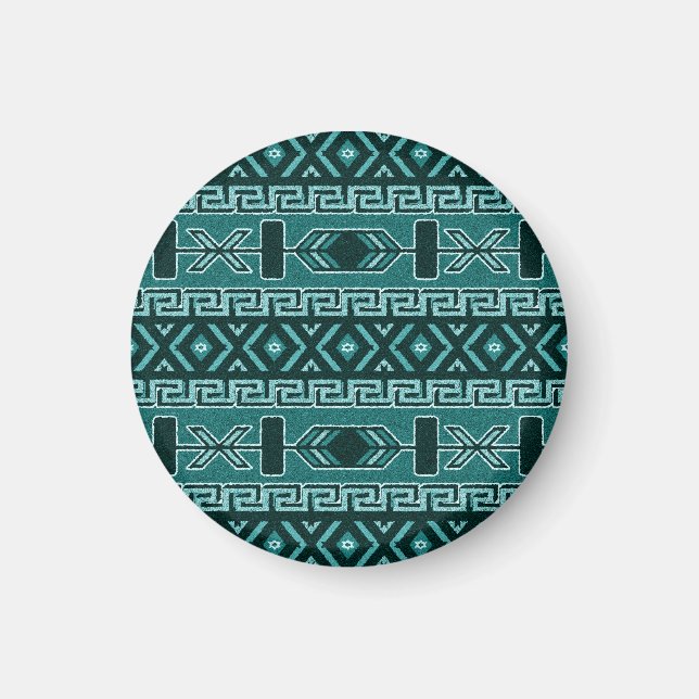 Turquoise Southwestern Tribal  Aztec Pattern Magnet (Front)