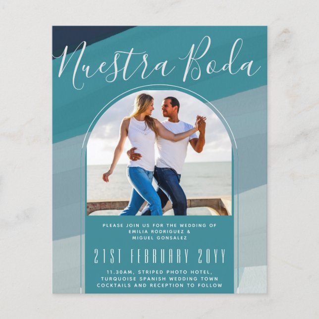 Turquoise Spanish Wedding Nuestra Boda PHOTO (Front)