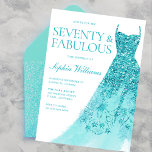 Turquoise Sparkle Dress 70th Birthday Party  Invitation<br><div class="desc">Turquoise Sparkle Dress 70th Birthday Party Invitation
Variations to the invitation and matching items in our store</div>