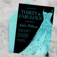 Turquoise Sparkle Dress Black 30th Birthday Party 