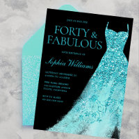 Turquoise Sparkle Dress Black 40th Birthday Party 