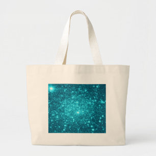 Turquoise Sparkle Large Tote Bag