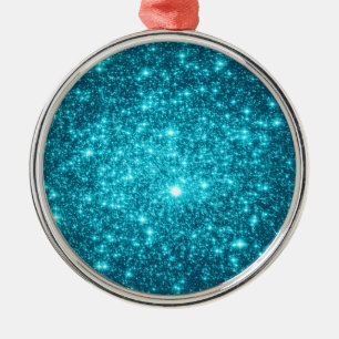 Turquoise Sparkle Metal Tree Decoration
