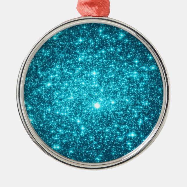 Turquoise Sparkle Metal Tree Decoration (Front)