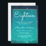 Turquoise Sparkle Under the Stars 18th Birthday Invitation<br><div class="desc">Turquoise - Aqua Blue - Teal  Eighteenth Starry Night Sky Sparkle Blue and Green Ombre Party Invitation with Silver Foil Trim. This turning eighteen under the stars invitation is perfect for a Girly 18th Birthday Party looking to celebrate in Green and Blue.</div>