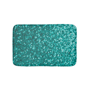 Turquoise Sparkles: Bright Close-Up Foundation Bath Mat