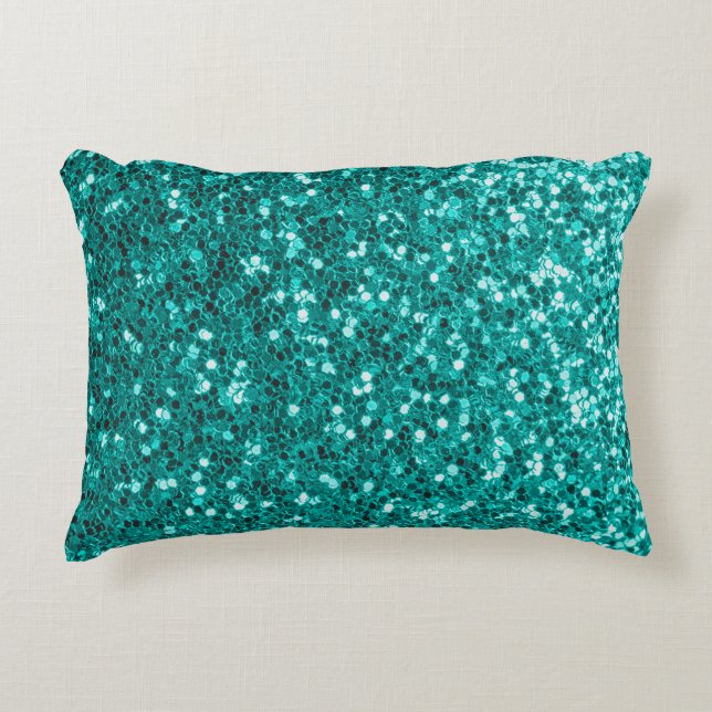 Turquoise Sparkles: Bright Close-Up Foundation Decorative Cushion (Front)