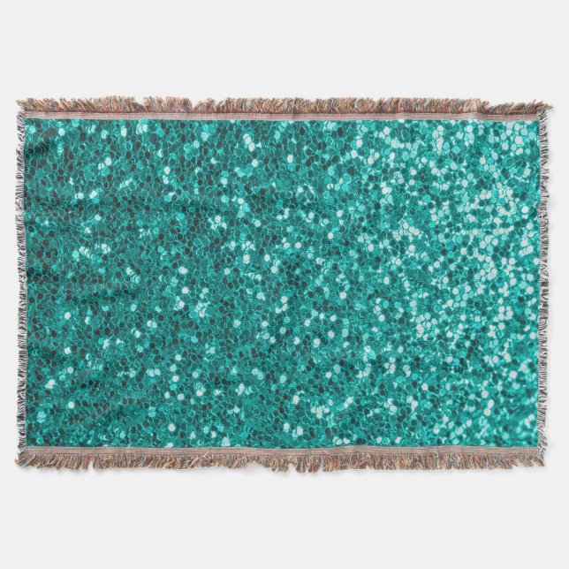 Turquoise Sparkles: Bright Close-Up Foundation Throw Blanket (Front)