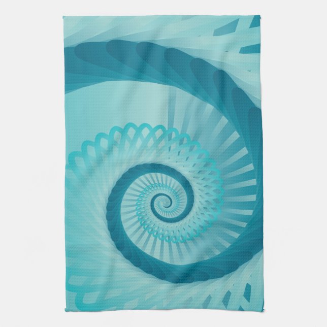 Turquoise Spiral Tea Towel (Vertical)