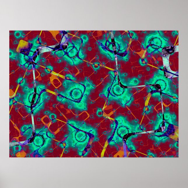 Turquoise Splodge Pattern Poster (Front)