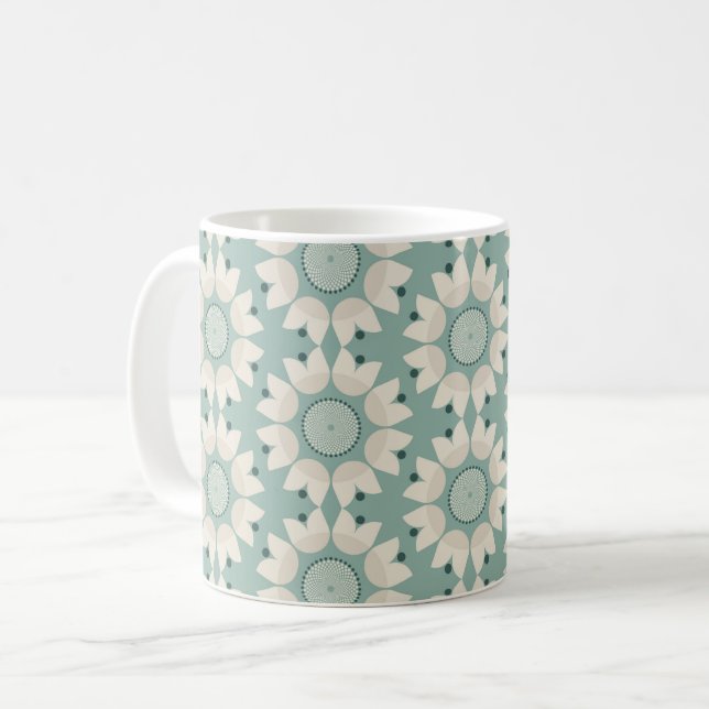 Turquoise spring flowers coffee mug (Front Left)