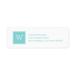 Turquoise Square Monogram Address Labels