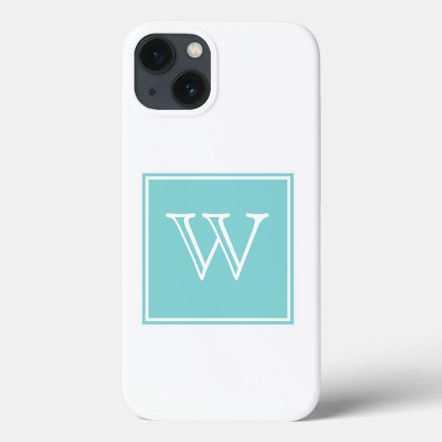 Turquoise Square Monogram Case-Mate iPhone Case (Back)