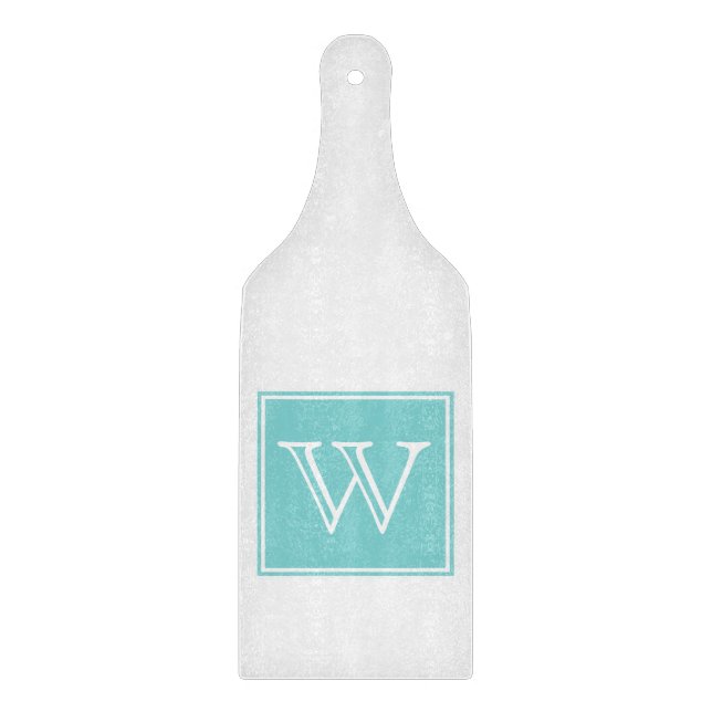 Turquoise Square Monogram Cutting Board (Front)