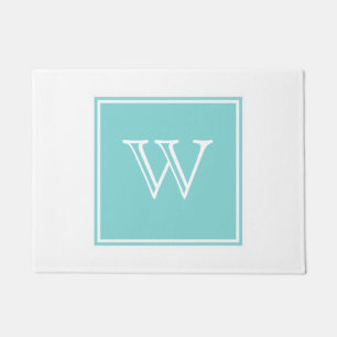 Turquoise Square Monogram Doormat