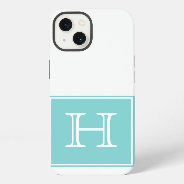 Turquoise Square Monogram iPhone Case (Back)