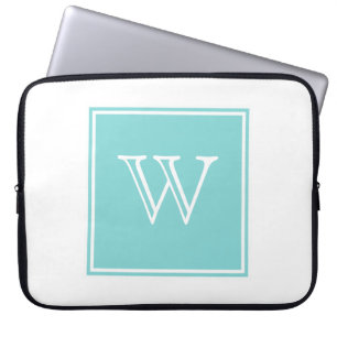 Turquoise Square Monogram Laptop Sleeve