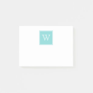 Turquoise Square Monogram Sticky Notes