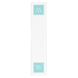 Turquoise Square Monogram Table Runner