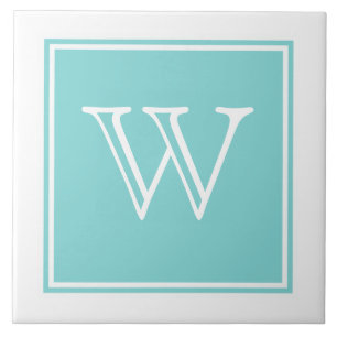 Turquoise Square Monogram Tile
