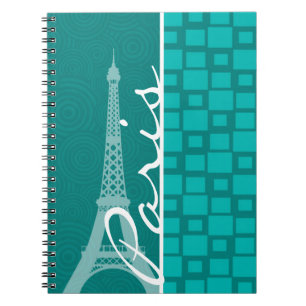Turquoise Squares; Paris Spiral Notebook