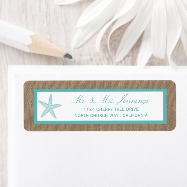 Turquoise Starfish Burlap Beach Wedding Collection (Insitu)