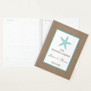 Turquoise Starfish Burlap Beach Wedding Collection Planner