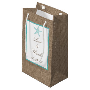 Turquoise Starfish Burlap Beach Wedding Collection Small Gift Bag