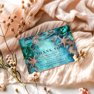 Turquoise Starfish Ocean Wedding Thank You Card
