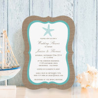 Turquoise Starfish On Burlap Beach Wedding Shower