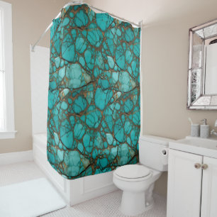 Turquoise Stone Crystals Shower Curtain