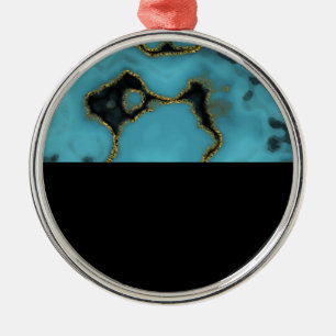 Turquoise Stone Gold and Black Metal Tree Decoration