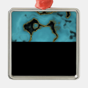 Turquoise Stone Gold and Black Metal Tree Decoration