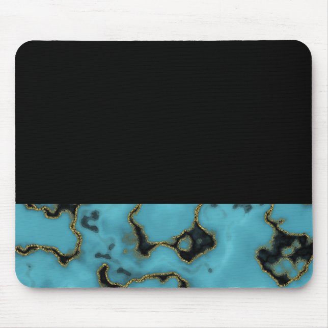Turquoise Stone Gold and Black Mouse Pad (Front)