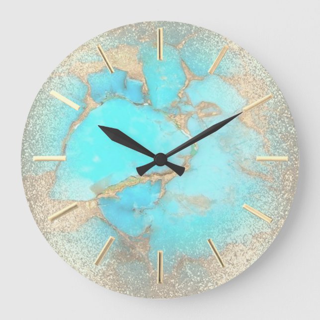 turquoise stone large clock (Front)