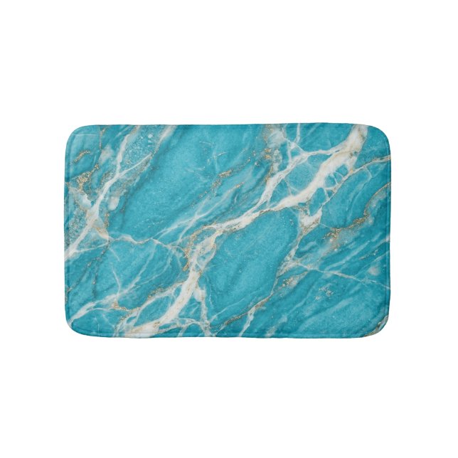 Turquoise Stone Marble Elegant Clean Style Bath Mat (Front)
