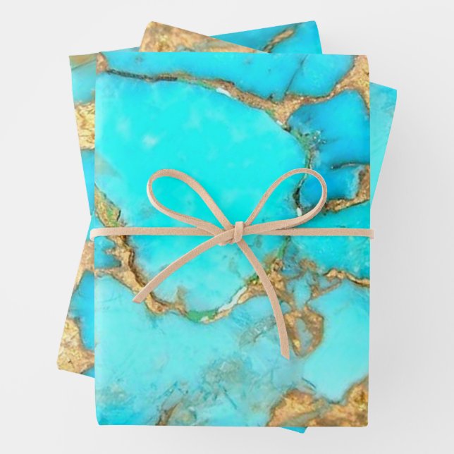 turquoise stone photo wrapping paper sheet (In situ)