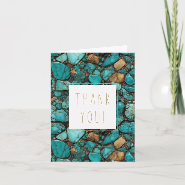 Turquoise Stones Thank you Card (Front)