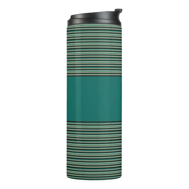 Turquoise Stripe Thermal Tumbler (Rotated Left)