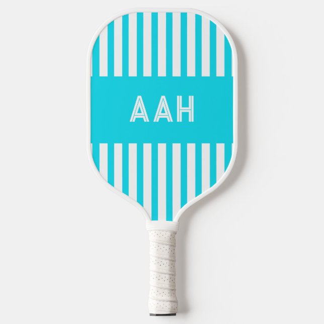 Turquoise Striped Pickleball Paddle (Front)