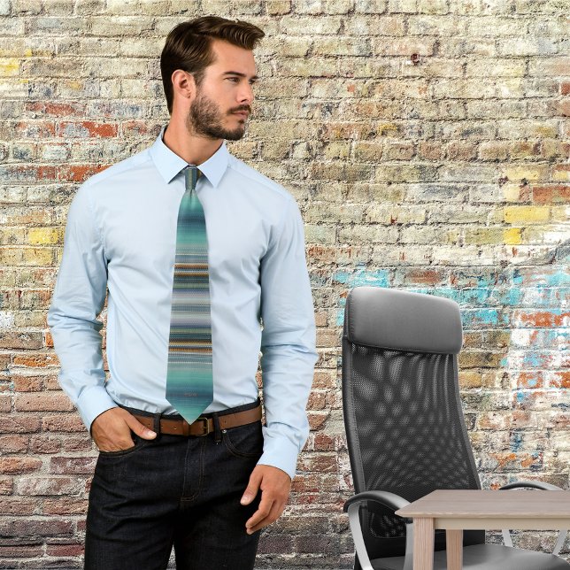 Turquoise stripes abstract contemporary monograms tie (Creator Uploaded)