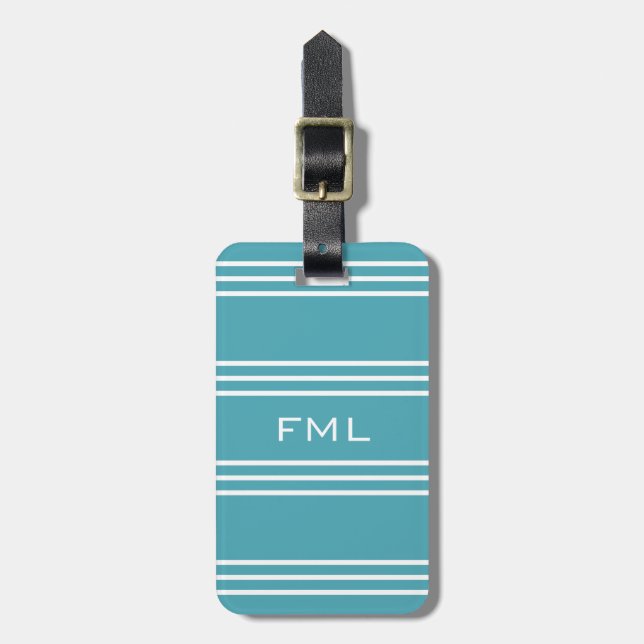 Turquoise Stripes custom luggage tag (Front Vertical)