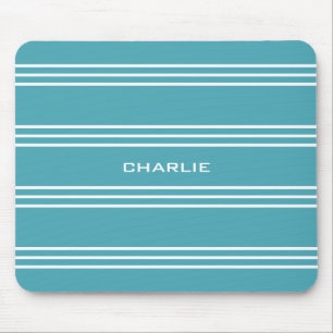 Turquoise Stripes custom monogram mousepad