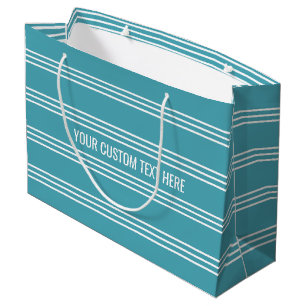 Turquoise Stripes custom text gift bag