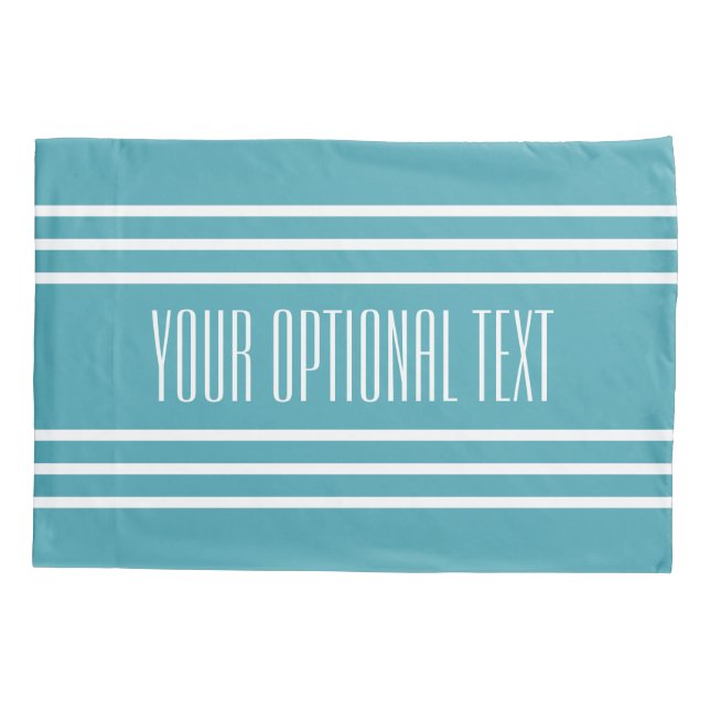Turquoise Stripes custom text pillow cases (Back)