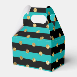 Turquoise Stripes with Polka Dots Birthday Party Favour Box